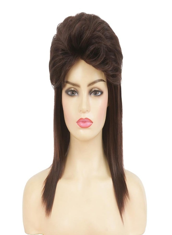 تسيسيس شعر مستعار بني طويل من تسيس للنساء، مستوحى من تسريحات شعر الروك في السبعينيات والثمانينيات، شعر مستعار كثيف ومتدرج بطول الكتف، مناسب للتنكر والاستخدام اليومي (بني) - Image 2